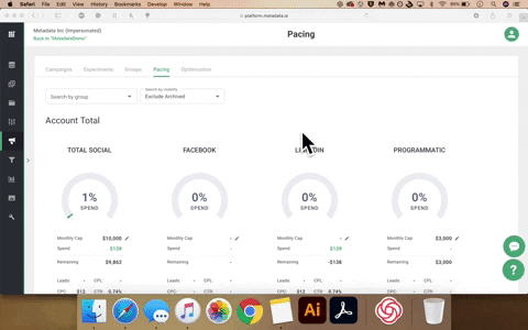 Pacing report from Metadata platform